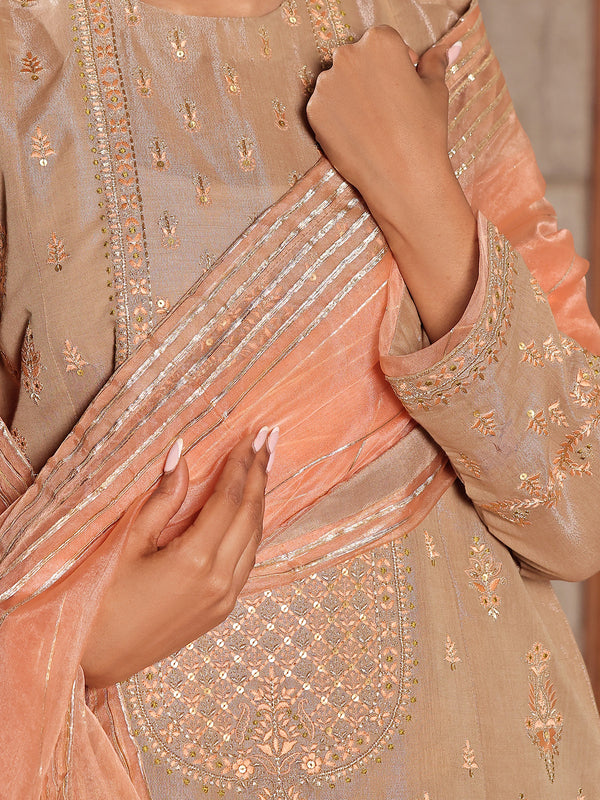 3Pc Embroidered Suit Pret Masoori Beige - OWE3P-2311006