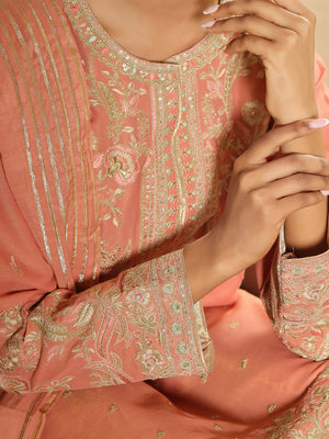 3Pc Embroidered Suit Pret Masoori Peach - OWE3P-2311007
