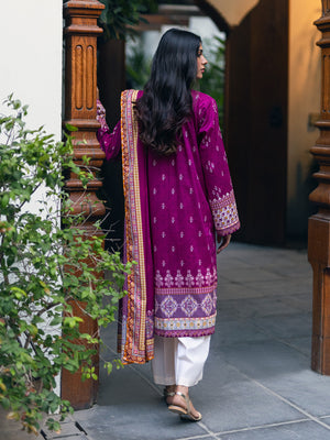 2Pc Printed Pret Shirt Dupatta Cambric Magenta - OW2P-2309004