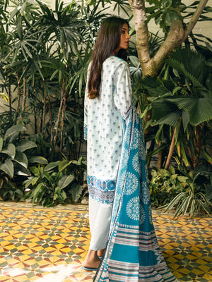 2Pc Printed Pret Shirt Dupatta Cambric Ferozi - OW2P-2309006