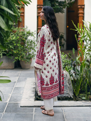 2Pc Printed Pret Shirt Dupatta Cambric Cream - OW2P-2309007