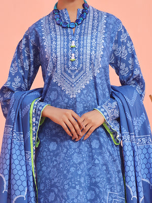 2Pc Printed Pret Shirt Dupatta Lawn Blue - OW2P-2401017