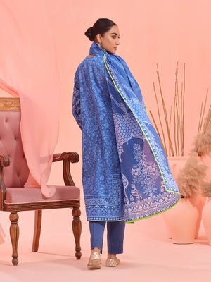 2Pc Printed Pret Shirt Dupatta Lawn Blue - OW2P-2401017