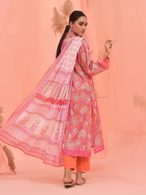 2Pc Printed Pret Shirt Dupatta Lawn Peach - OW2P-2401025