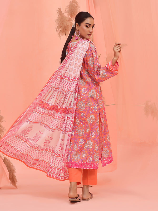 2Pc Printed Pret Shirt Dupatta Lawn Peach - OW2P-2401025