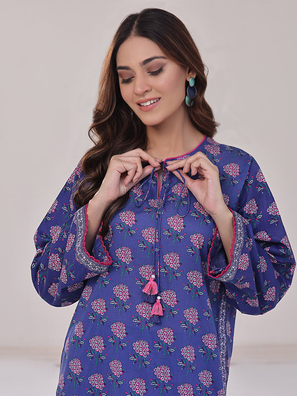 2Pc Printed Pret Shirt Trouser Lawn Blue - OW2P-2401033