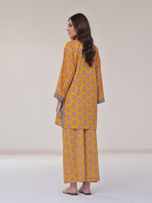 2Pc Printed Pret Shirt Trouser Lawn Mustard - OW2P-2401034