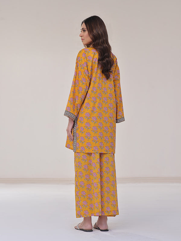 2Pc Printed Pret Shirt Trouser Lawn Mustard - OW2P-2401034