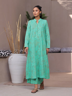 2Pc Printed Pret Shirt Trouser Lawn Sea Green - OW2P-2404001