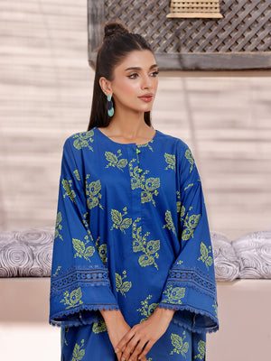 2Pc Printed Pret Shirt Trouser Lawn Blue & Green - OW2P-2404006
