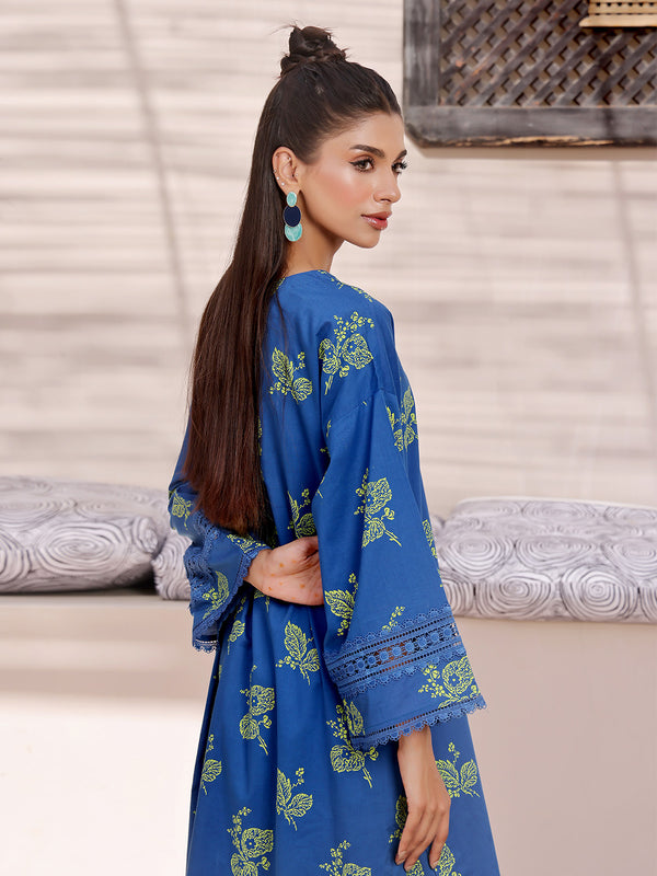 2Pc Printed Pret Shirt Trouser Lawn Blue & Green - OW2P-2404006