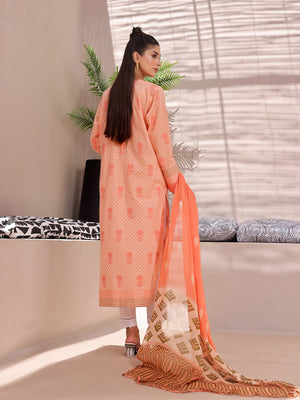 2Pc Printed Pret Shirt Dupatta Lawn Peach - OW2P-2404007