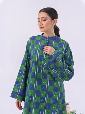 1Pc Printed Pret Kurti Lawn Green - OWKT-2401002