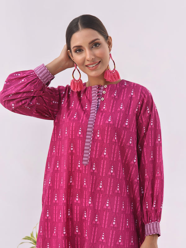 1Pc Printed Pret Kurti Lawn Aatishi - OWKT-2401004