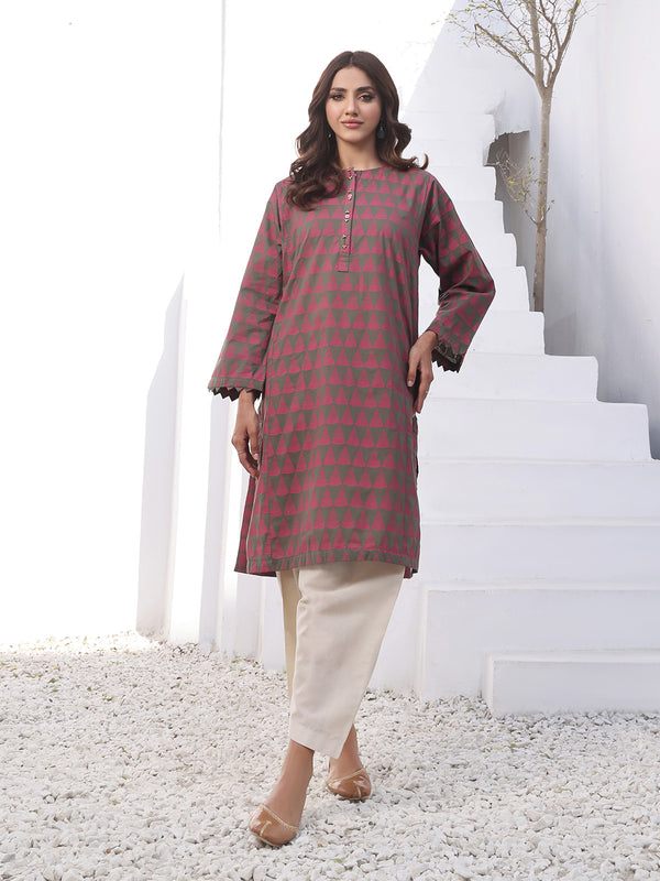 1Pc Printed Pret Kurti Lawn Mehndi - OWKTG-2310011