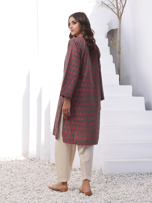 1Pc Printed Pret Kurti Lawn Mehndi - OWKTG-2310011