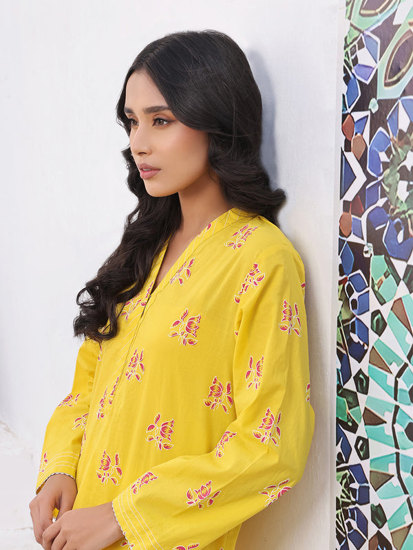 1Pc Printed Pret Kurti Lawn Yellow - OWKTG-2310031-1