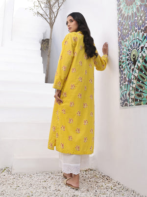 1Pc Printed Pret Kurti Lawn Yellow - OWKTG-2310031-1