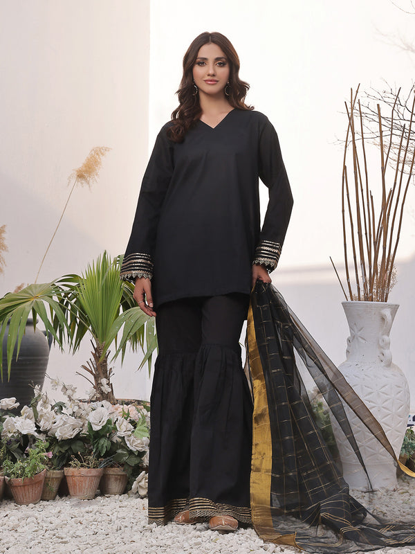 3Pc Solid Suit Pret Lawn Black - OW3PG-2310017