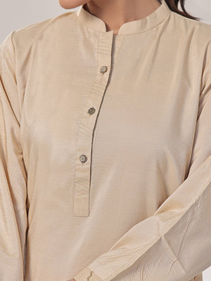 1Pc Solid Pret Kurti Cotton Beige - OWKTG-2309019
