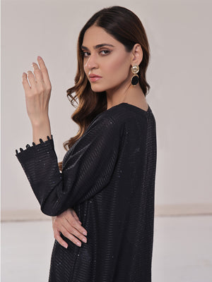 1Pc Solid Pret Kurti Dobby Black - OWKTG-2309026