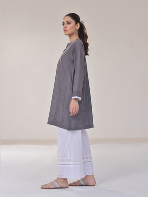 1Pc Solid Pret Kurti Lawn Dark Grey - OWKTG-2309030