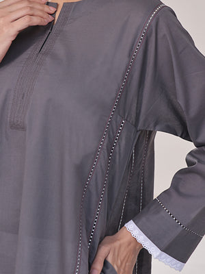 1Pc Solid Pret Kurti Lawn Dark Grey - OWKTG-2309030