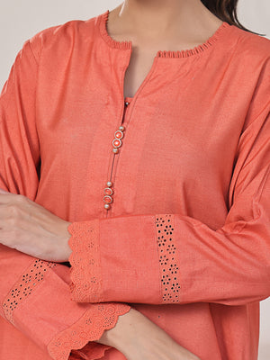 1Pc Solid Pret Kurti Cotton Orange - OWKTG-2309032