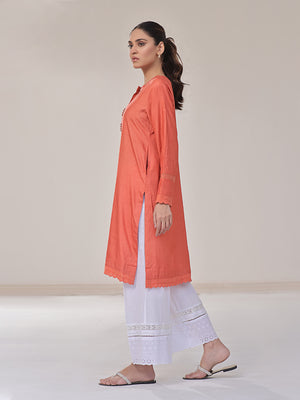 1Pc Solid Pret Kurti Cotton Orange - OWKTG-2309032