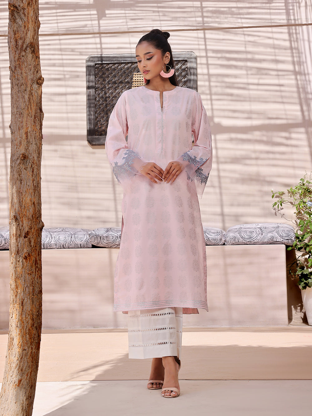 1Pc Embroidered Unstitched Lawn Pink - OLEKS-6227-A