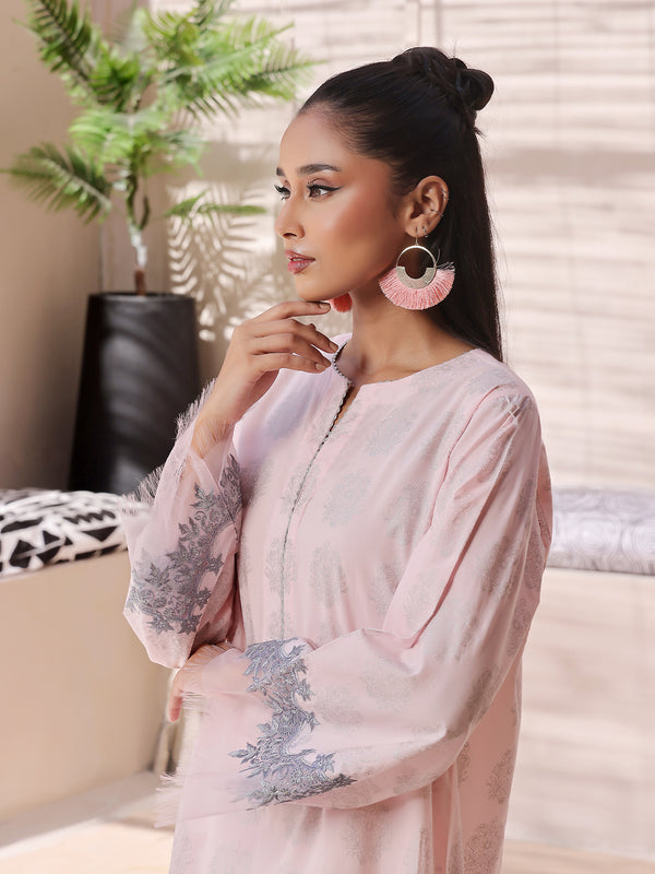 1Pc Embroidered Unstitched Lawn Pink - OLEKS-6227-A
