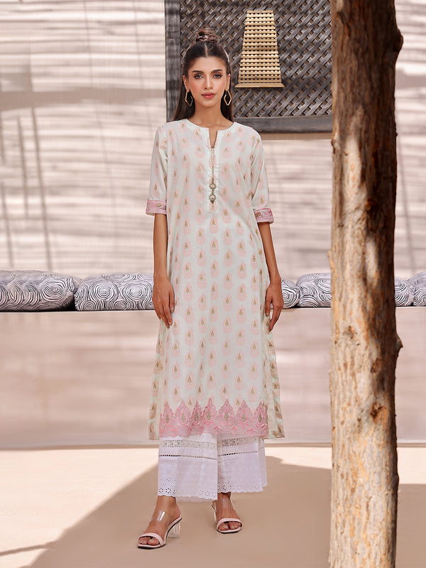 1Pc Embroidered Unstitched Lawn Light Green - OLEKS-6229-A