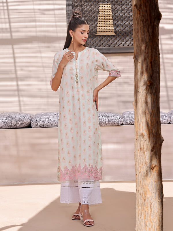 1Pc Embroidered Unstitched Lawn Light Green - OLEKS-6229-A