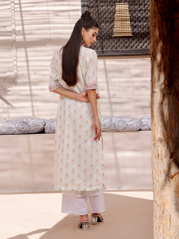 1Pc Embroidered Unstitched Lawn Light Green - OLEKS-6229-A