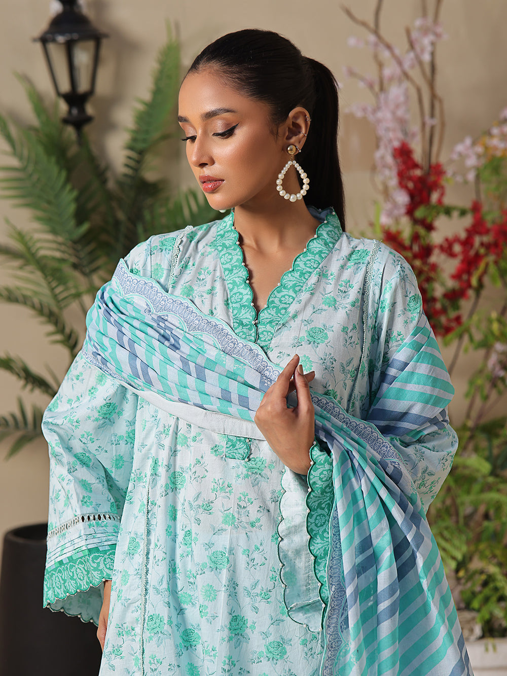 3Pc Printed Unstitched Dobby S Green - OLD3P-6210-A