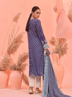 2Pc Printed Unstitched Lawn Blue - OL2P-6158-A