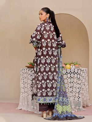 2Pc Printed Unstitched Lawn Black - OL2P-6193-A