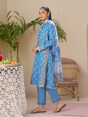 2Pc Printed Unstitched Lawn Blue - OL2P-6194-B