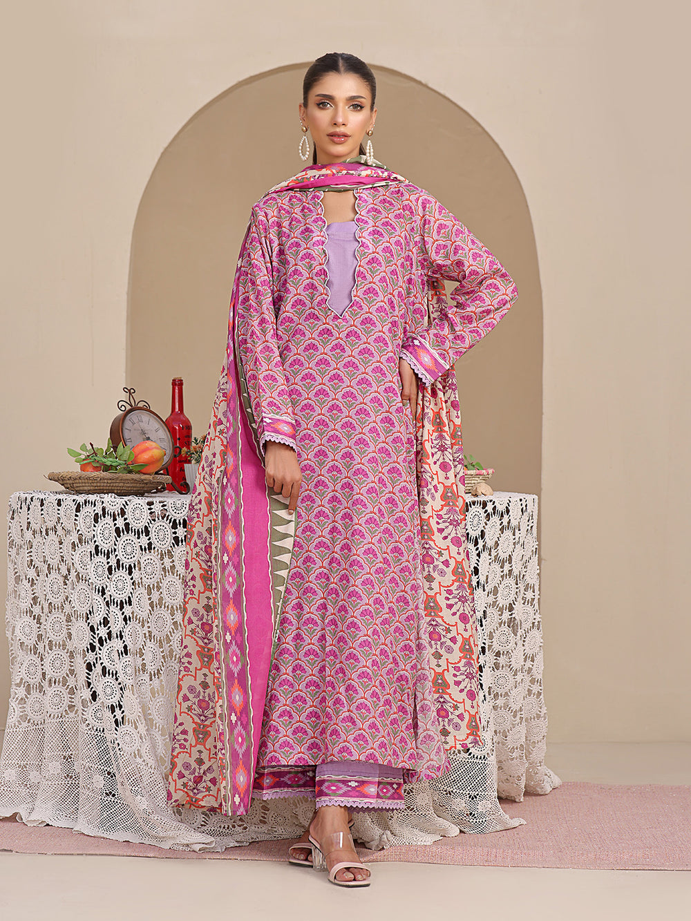 2Pc Printed Unstitched Lawn Lilac - OL2P-6206-A