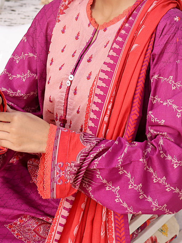 2Pc Printed Unstitched Lawn Magenta - OL2P-6208-A-1