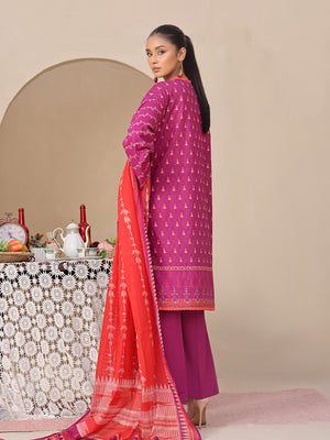 2Pc Printed Unstitched Lawn Magenta - OL2P-6208-A-1