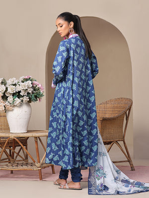 2Pc Printed Unstitched Lawn Blue - OL2P-6209-A