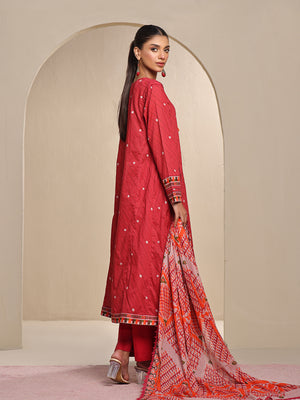 2Pc Printed Unstitched Lawn Maroon - OL2P-6212-A