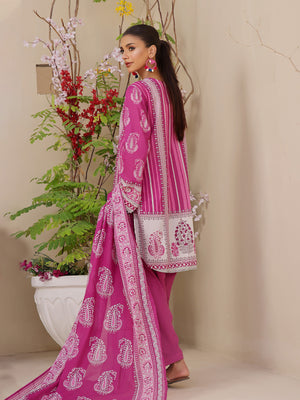 2Pc Printed Unstitched Lawn Magenta - OL2P-6213-A