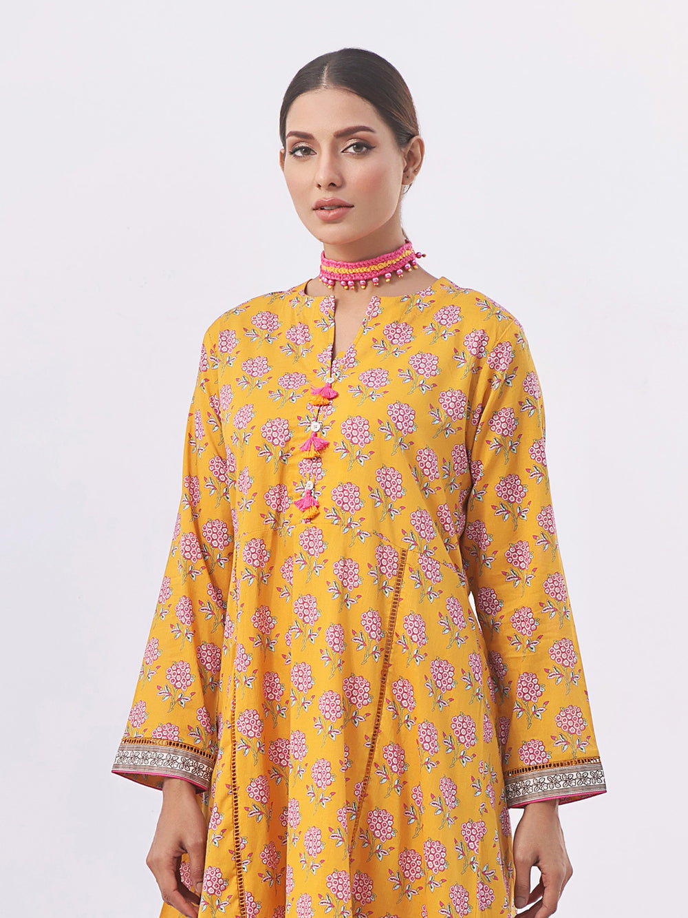 2Pc Printed Unstitched Lawn Mustard - OL2PT-6134-A