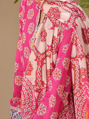2Pc Printed Unstitched Lawn Pink - OL2P-6194-A