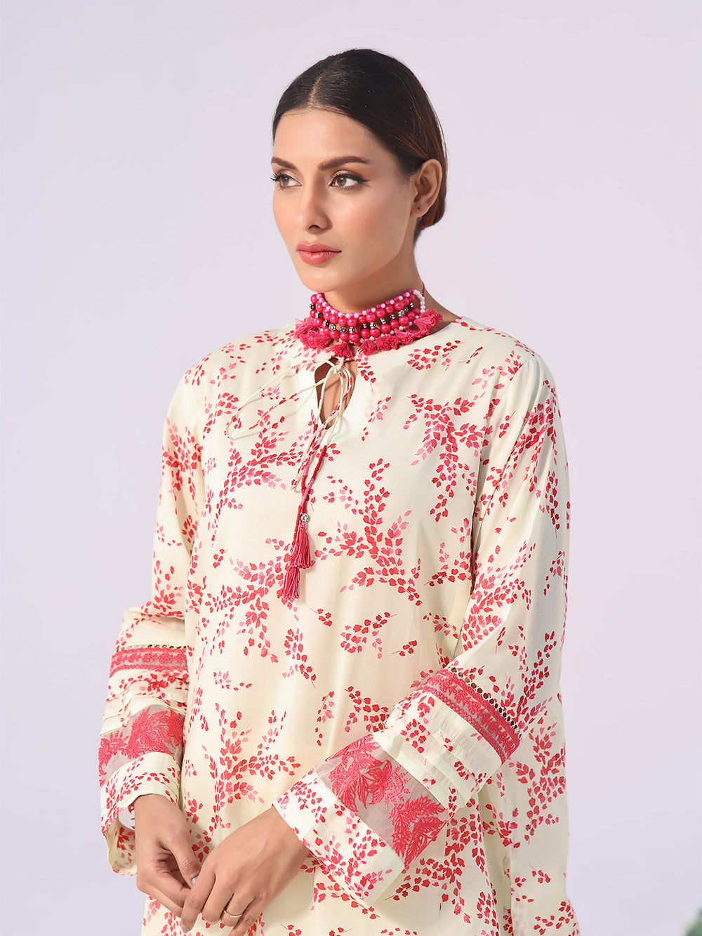 1Pc Embroidered Unstitched Lawn Beige - OLEK-6123-A