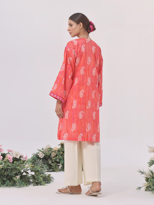 1Pc Embroidered Unstitched Lawn Orange - OLEK-6131-A