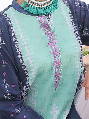 1Pc Embroidered Unstitched Lawn Green - OLEK-6133-A