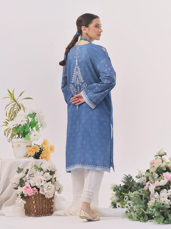 1Pc Embroidered Unstitched Lawn Blue - OLEK-6133-B